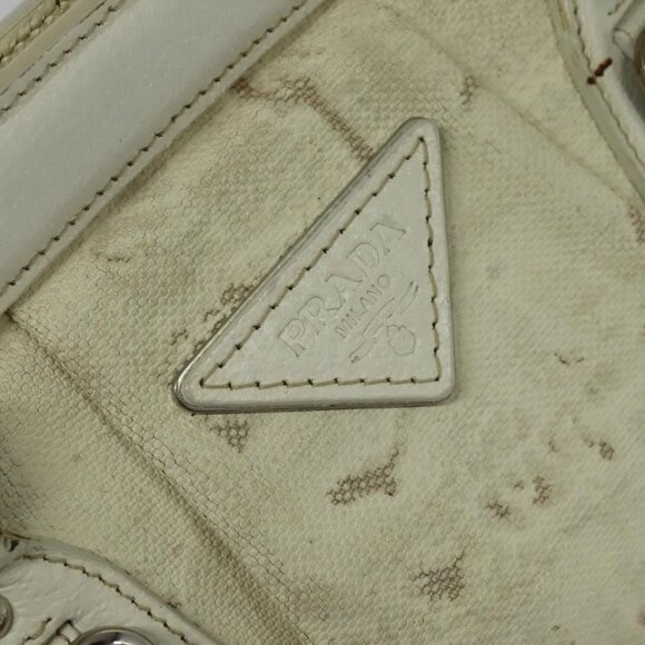 PRADA Shoulder Bag Canvas Silver White Auth - Picture 12 of 16